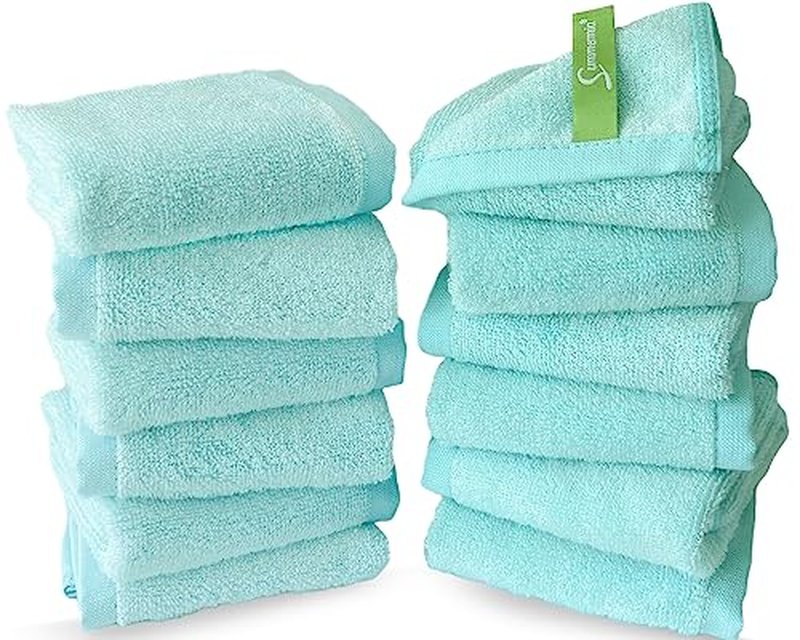 SUMMERMIA Washcloths 12 Pack 13" x 13" - Soft Wash Cloths for Your Face Towel, Wash Cloths for Your Body (Teal)