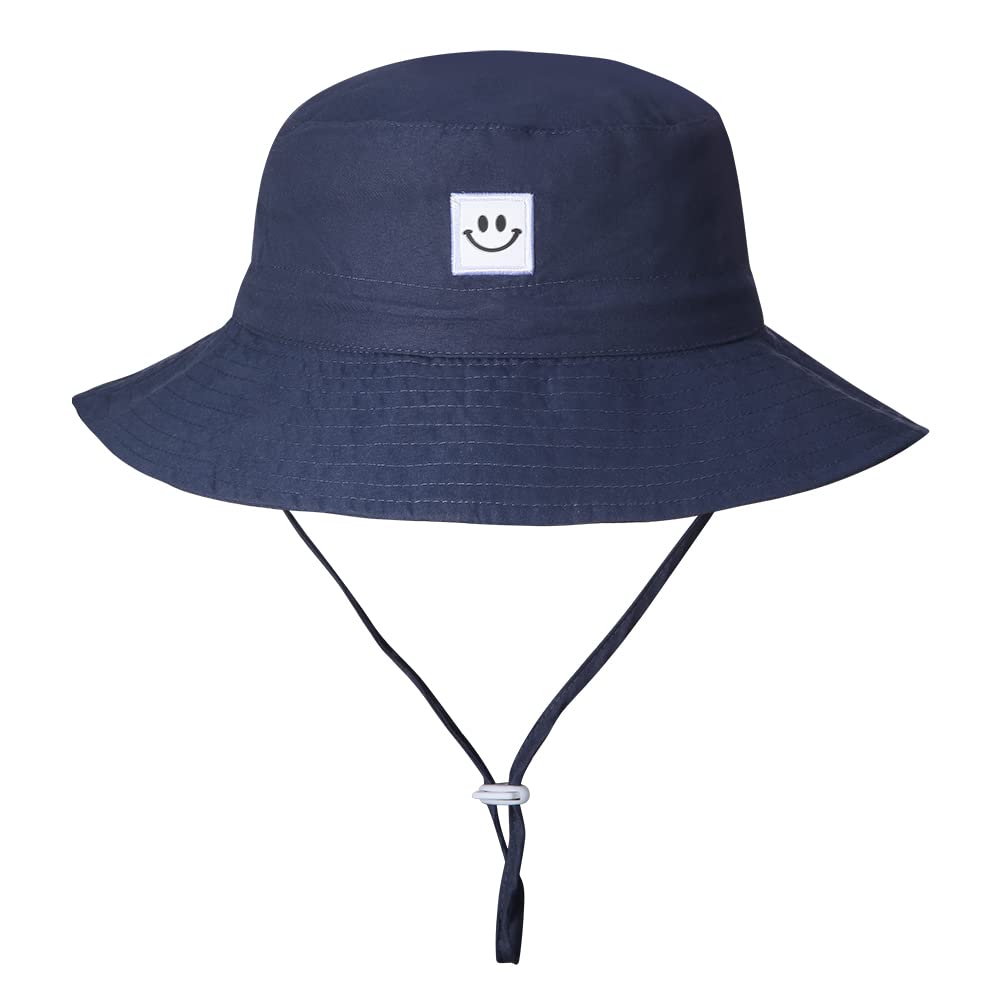 Baby Sun Hat Toddler Bucket Hat for Boys 2-7 Years 2pack Smile Face Grey/Navy