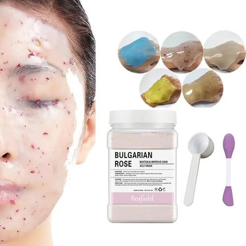 Jelly Mask Powder for Professional Facials Care,Hyalorunic Acid Moisturizing HydroJelly Face Mask Peel Off Mask, Hydrating Gel Face Masks with Double-ended Silicone Brush, 23 Fl Oz (Bamboo Charcoal)