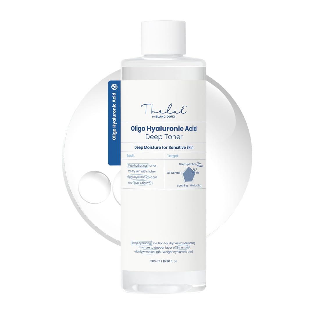 THE LAB by BLANC DOUX Oligo Hyaluronic Acid Deep Toner – Hydrating Toner for Sensitive Skin, pH Balance, Korean Skin Care, Alcohol-Free, Vegan Formula (16.91 Fl Oz)