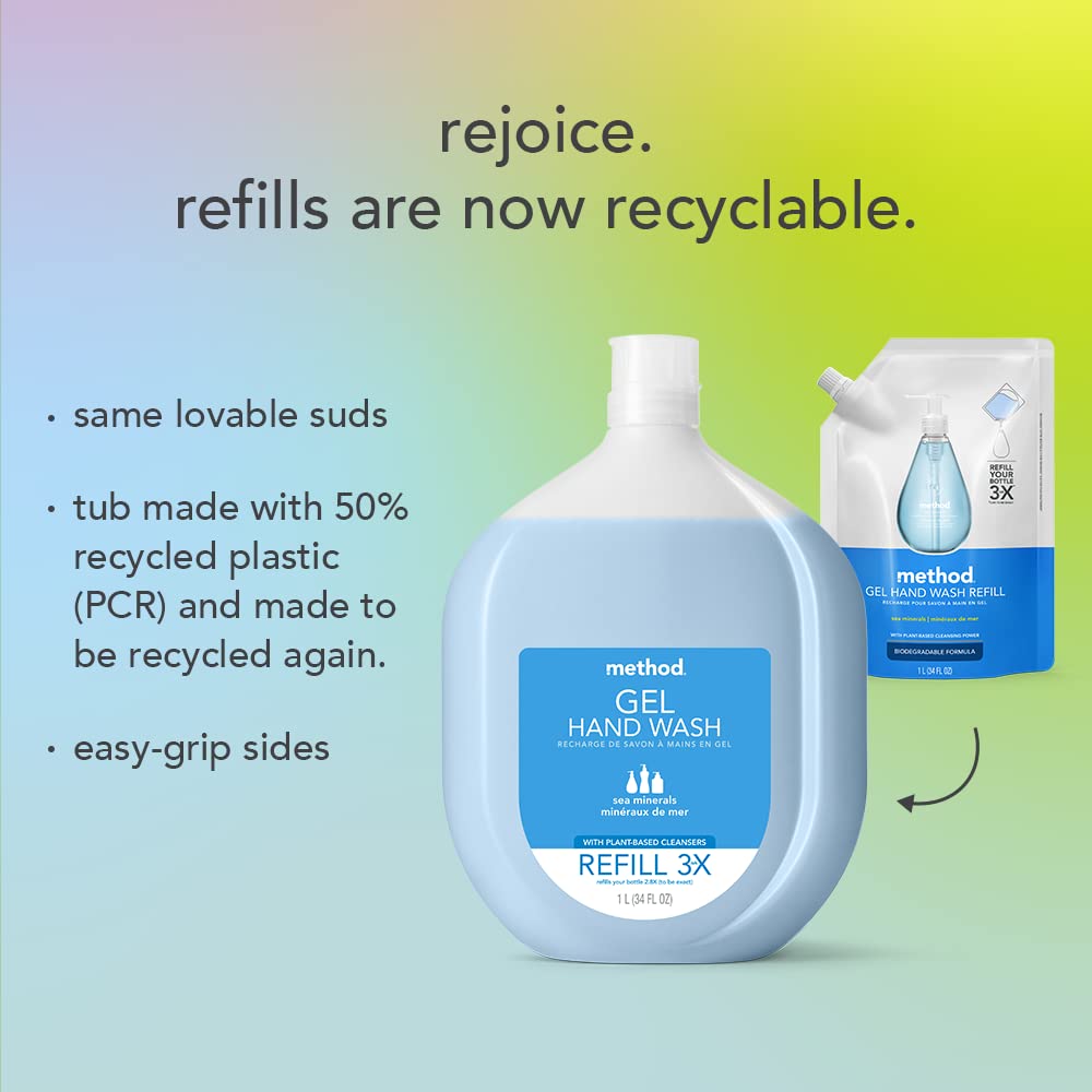Method Foaming Hand Soap Refill, Sweet Water, Recyclable Bottle, 28 Fl Oz (Pack of 4)