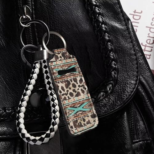 SEANATIVE Ethnic Tribal Lipstick Lip Gloss Lip Balm Chapstick Holder Keychain Lipstick Tube Holder Clip-on Lip Gloss Travel Storage Accessories for Women