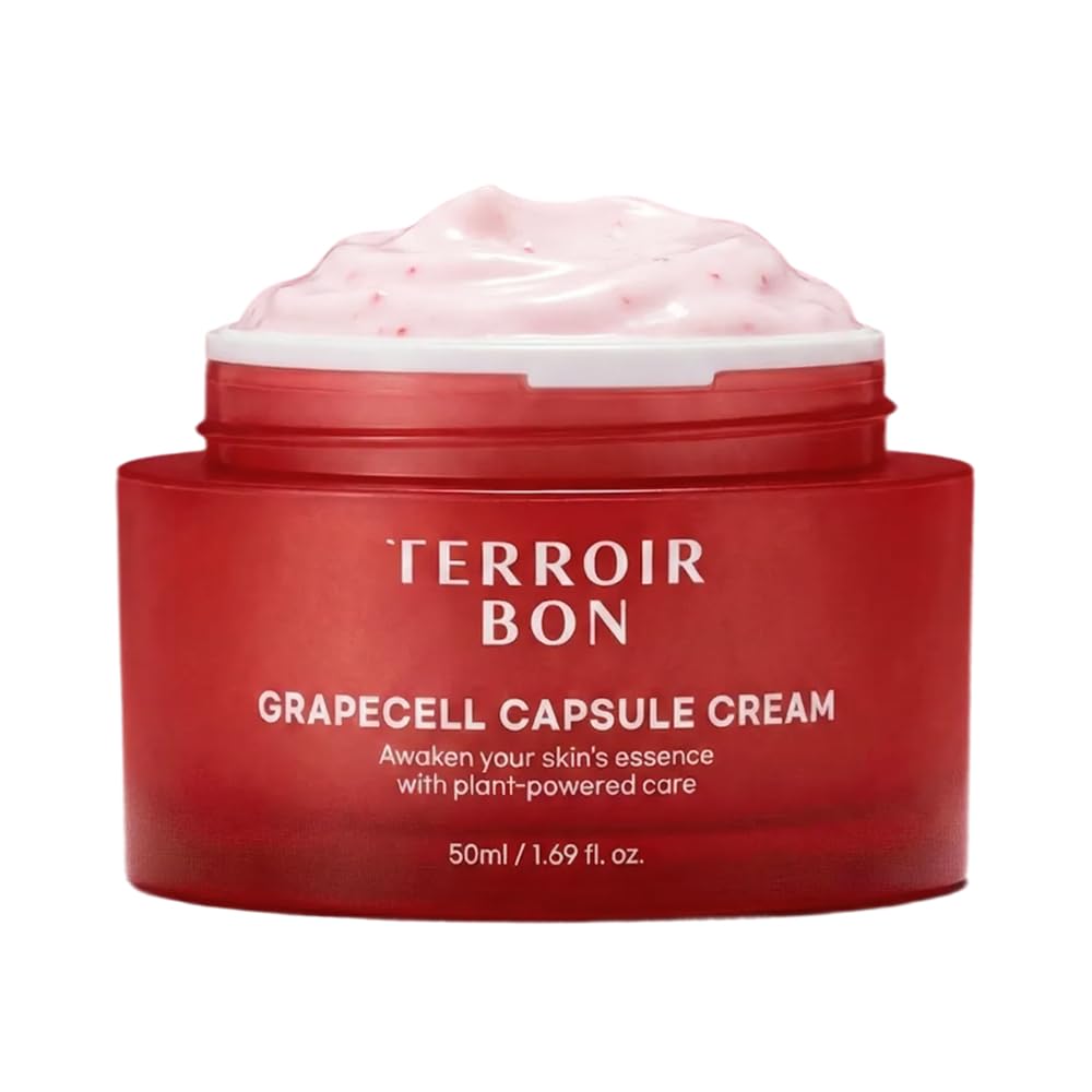 TerroirBon, GrapeCell Brightening & Firming Capsule Cream for Sensitive Skin– Skin Barrier & Deep Moisture, Hydrating & Firming with Grape Stem Cell Extract | Korean Skincare | 1.76 oz (50ml)