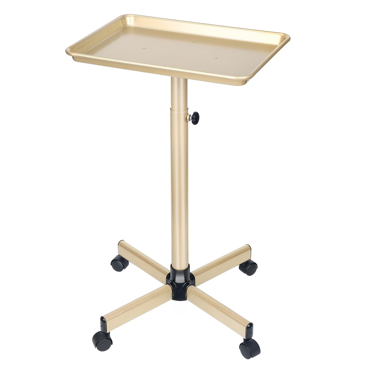 Salon Tray on Wheels, Champagne Gold Salon Service Tray Cart with Adjustable Height,Ideal Use As Salon Tattoo Tray&Medical Tray,No-Rusting
