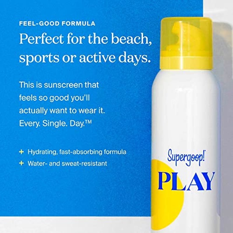 Supergoop! PLAY Body Mousse SPF 50 with Blue Sea Kale - 3 oz - Broad Spectrum Whipped Sunscreen for Sensitive Skin - Fun to Apply - Great for Active Days
