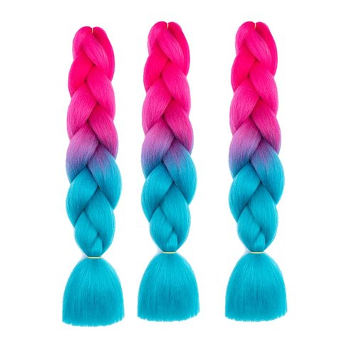 Xiaofeng Braiding Hair Extensions for Women 3 Packs 100g/Pack 24Inch High Temperature Ombre Jumbo Synthetic Braiding Hair for Twist Crochet Braids (24 Inch (Pack of 3), peach red-navy blue-3pcs)