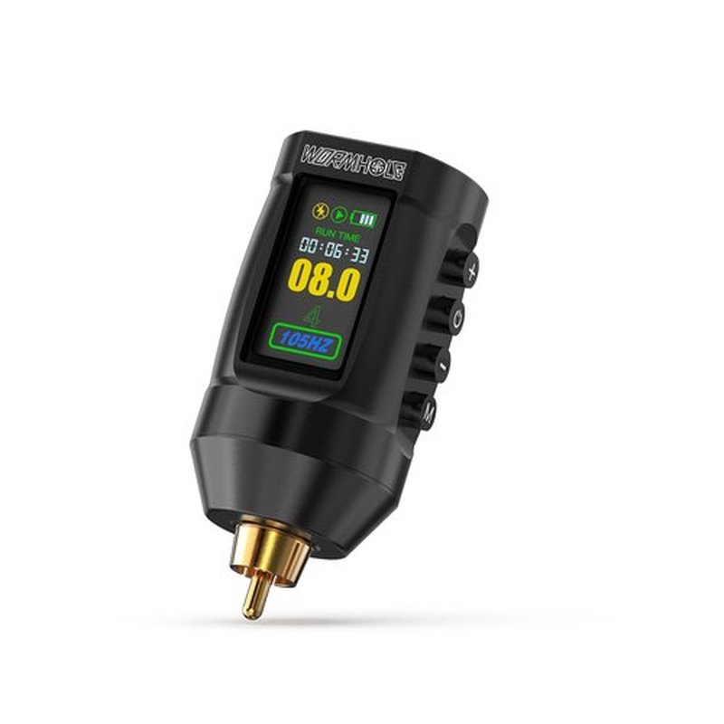 Wormhole Tattoo Battery Pack Wireless Tattoo Power Supply Rechargeable Cordless Tattoo Power Supply Portable RCA Lithium Battery Pack 1,800mAh Capacity with LED Digital Display for Tattoo Gun WB13-A