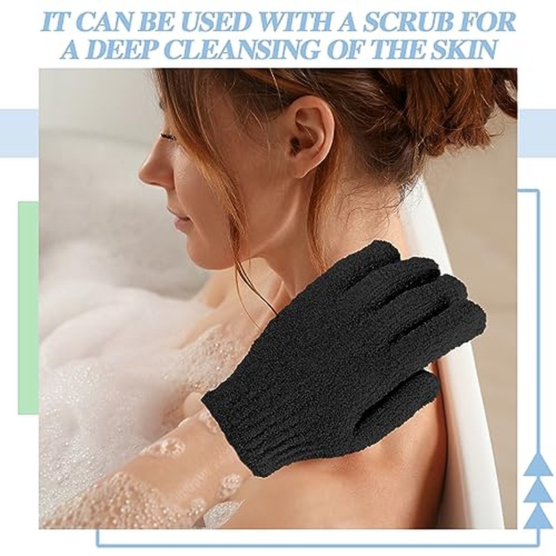 Ramede 30 Pair Exfoliating Gloves Double Sided Exfoliating Bath Gloves Nylon Colorful Shower Gloves for Men Women Beauty Spa Massage Shower Deep Clean Body Skin Bathing Scrubber Accessories (Black)