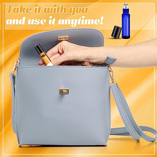 Sumind 150 Pcs Essential Oil Roller Bottles 10 ml Glass Roller Bottles with Stainless Steel Roller Balls Empty Bottles Leak Proof Roll on Bottles with 5 Funnel for Travel Perfume Essential Oil (Amber)