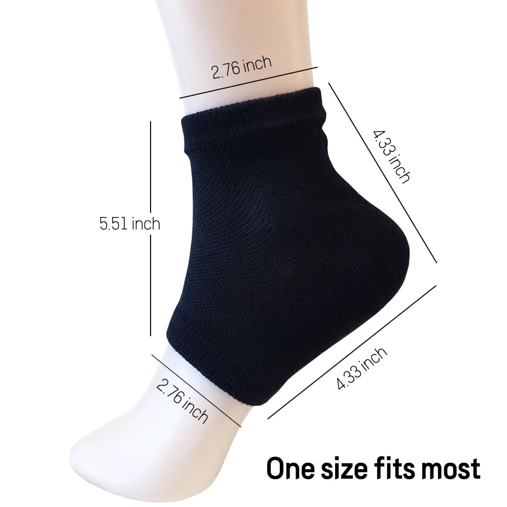 Moisturizing Gel Heel Socks to Repair Dry Cracked Heel - Soften, Soothe, and Revitalize Your Feet, for Men and Women (Black, 2 Pairs)