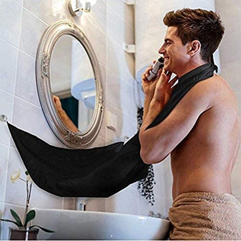 Beard Bib Beard Apron, Beard Hair Catcher for Men Shaving & Trimming Non-Stick Waterproof Beard Cape Grooming Cloth with 3 Suction Cups & A Box Birthday Gifts for Father's Day Men Him Boyfriend
