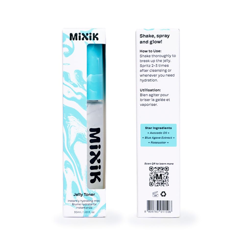 MIXIK Jelly Toner Spray for Face - Skincare Mist, Alcohol-Free Facial Toner for Hydrating, Made of Rose Water, Avocado Oil, Blue Agave Extract (30 ml (1.0 fl oz) Travel Size)