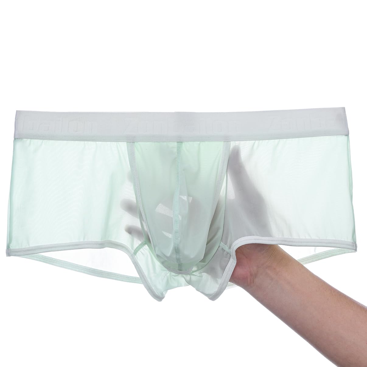 MUEBAIRES Mens Double Pouch Boxers and Sexy Underwear with Bulge Enhancing Pouch and See Through Boxers 1Pack Green-L