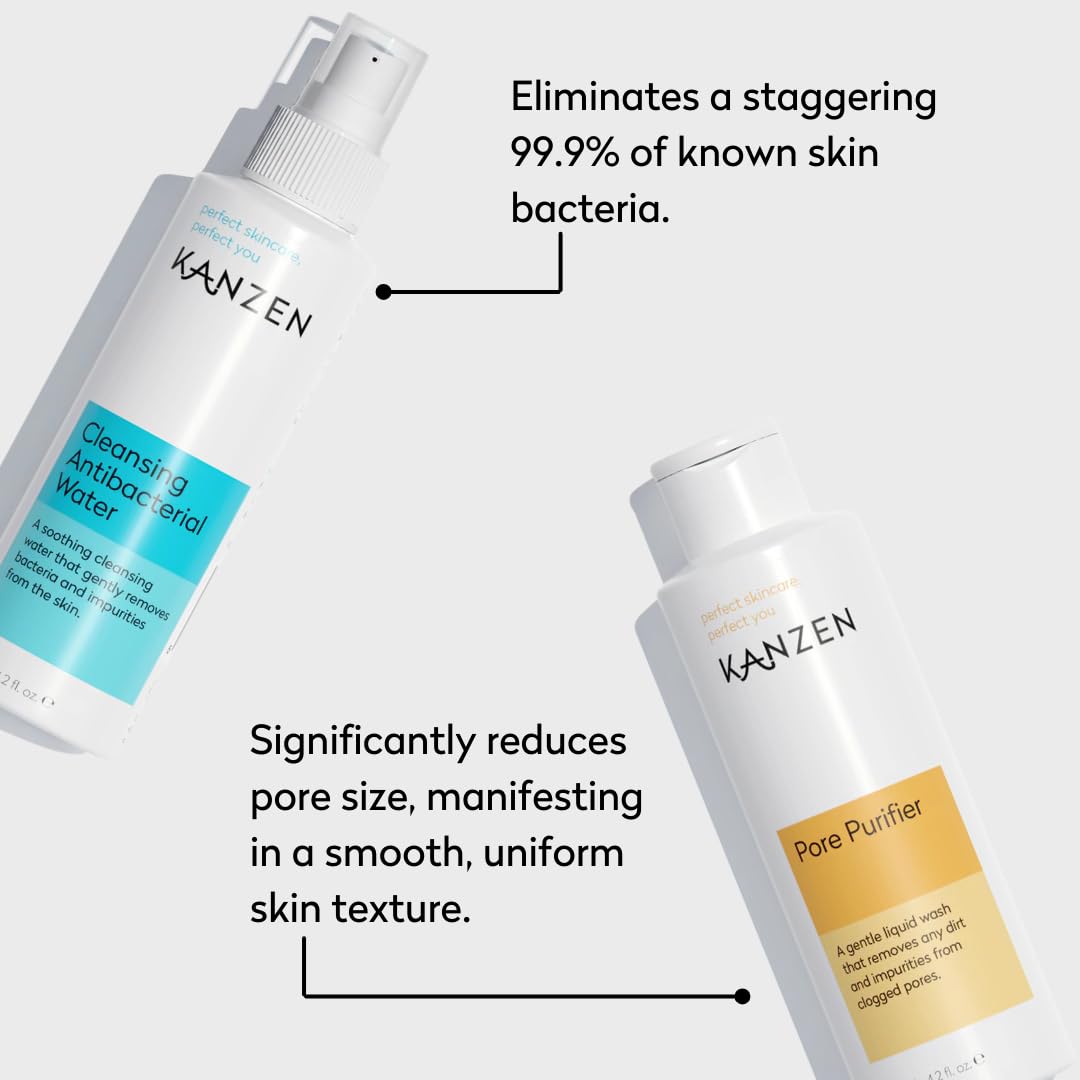 Kanzen Skincare Derma Acne Duo Set Acne Cleansing Water & Pore Purifier for Clearer Looking Skin, Daily Facial Skincare Kit