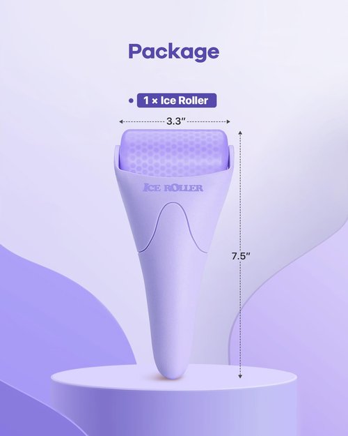 BearKig Ice Roller, Ice Roller for Face, Ice Face Roller, Cold Facial Ice Roller Massager for Eye Puffiness, Women's Gifts, Migraine, TMJ Pain Relief & Minor Injuries, Skin Care Products (Purple)