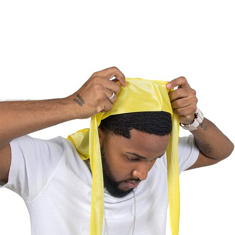 ForceWave Silky Durag for Men Wave Cap Satin Dorag for Men Women 360 Wave Yellow