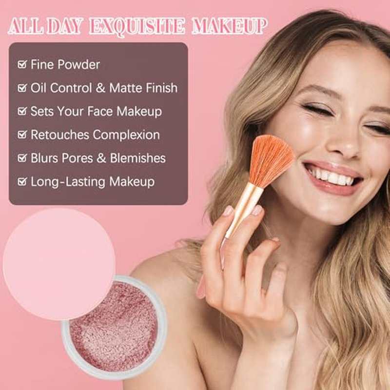 Beauty Blurring Powder, Beauty Pink Setting Powder, Blurring Setting Powder, Beauty Blurring Powder, for All Skin Tones (Pink, A)
