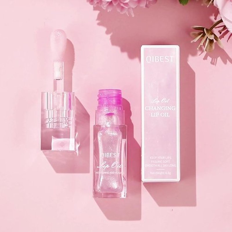 Hvecom Magic Color Changing Lip Oil Ph, Glitter Moisturizing Lip Glow Oil, Upgraded Big Brush Head Warm Change Lip Gloss, Long Lasting Nourishing Plumping Glimmer Glow Lipstick Lip Tint (Pink)