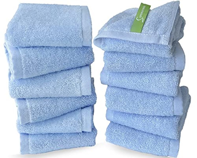 SUMMERMIA Washcloths 12 Pack 13"x13"- Extra Absorbent, Soft Multipurpose Wash Clothes and Face Towel (Blue)