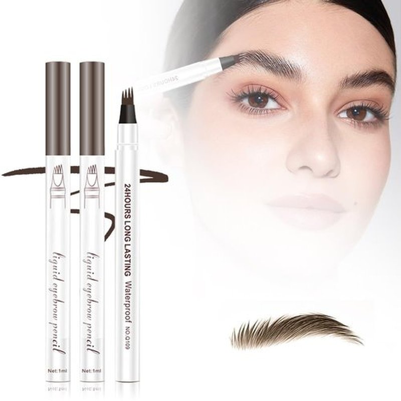2PCS New Microblading Eyebrow Pen, 3D Waterproof Eyebrow Pen Pencil Natural Makeup Fine Stroke Eyebrow Pencil, Eye Brown Makeup Long-Lasting Waterproof Eyebrow Pencil for Women (Dark Brown)