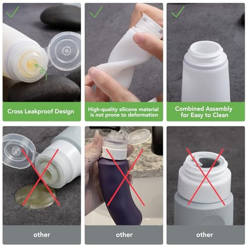 Valourgo 15 Pack Travel Bottles Set, TSA Approved Leak Proof Silicone Travel Containers Jar for Toiletries, Shampoo, Lotion Body Wash, Perfume Spray Bottle, Travel Essentials Toiletry Bottles
