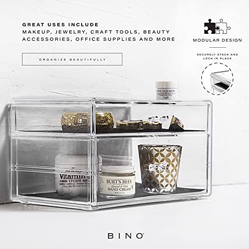 BINO | 2 Drawer Makeup Organizer - Madison Avenue | THE MANHATTAN SERIES | Makeup Drawer Organizer | Makeup Storage | Cosmetic Organizer | Vanity Organizer | Clear Makeup Organizers And Storage Cases