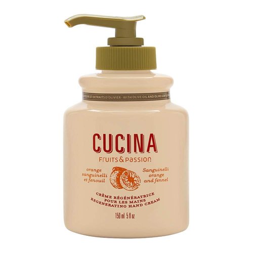 Fruits & Passion] Cucina Sanguinelli Orange and Fennel Luxury Hand Cream, 5 Fl Oz - Premium Skin Care Made from First Cold Pressed Olive Oil - Regenerating Hand Lotion for Dry, Cracked Skin