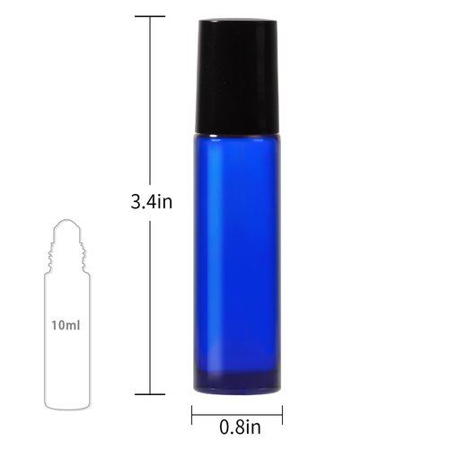 StellaCare Roller Bottles for Essential Oils,10ml Empty Glass Perfume Bottles with Stainless Steel Roller Balls, Opener,Droppers,Labels,8 pack Roll on Bottles