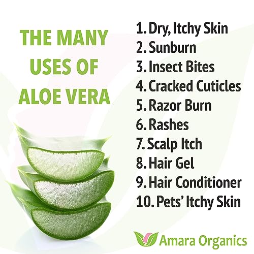 Organic Aloe Vera Gel for Skin, Face, Body, After Sun Care - USDA Certified Organic, 12 fl. oz.