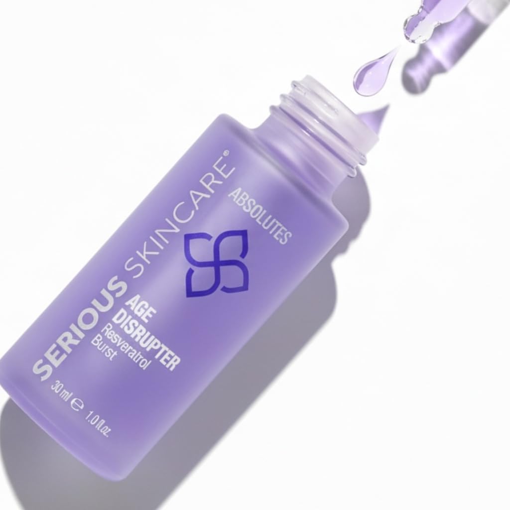 Serious Skincare Absolutes Age Disrupter Facial Treatment Serum with Resveratrol for Smooth & Radiant Skin - Grape Skin Stem Cells - Improve Elasticity - 1 oz.