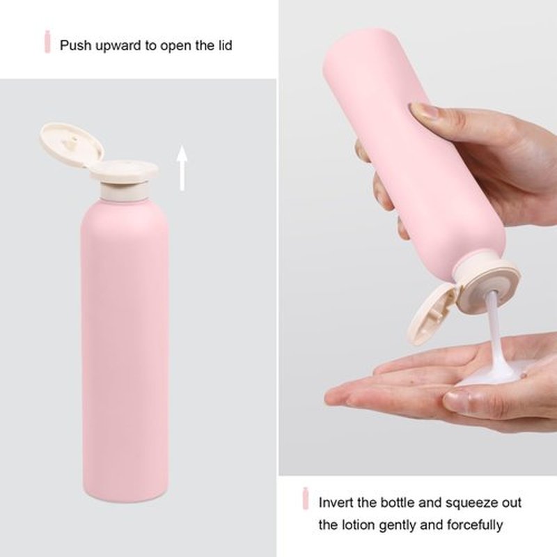 ASEVAT 8.8 oz Plastic Travel Refillable Shampoo Bottles, Empty Plastic Squeeze Bottles with Flip Cap, Plastic Travel Containers for Shampoo and Conditioner for Body Lotion(4 Pcs