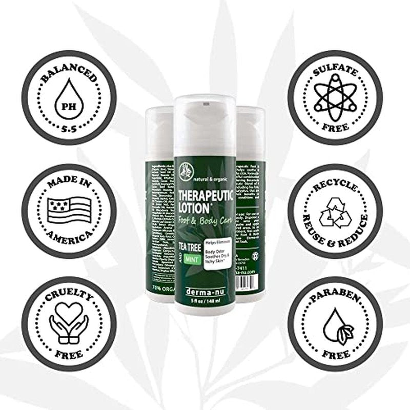 Foot Lotion with Tea Tree Essential Oil for Jock Itch, Athletes Foot, and Dry Cracked Feet Treatment - Athletes Foot Cream with Tea Tree Oil for Toenail - Foot Cream for Dry Cracked Heels