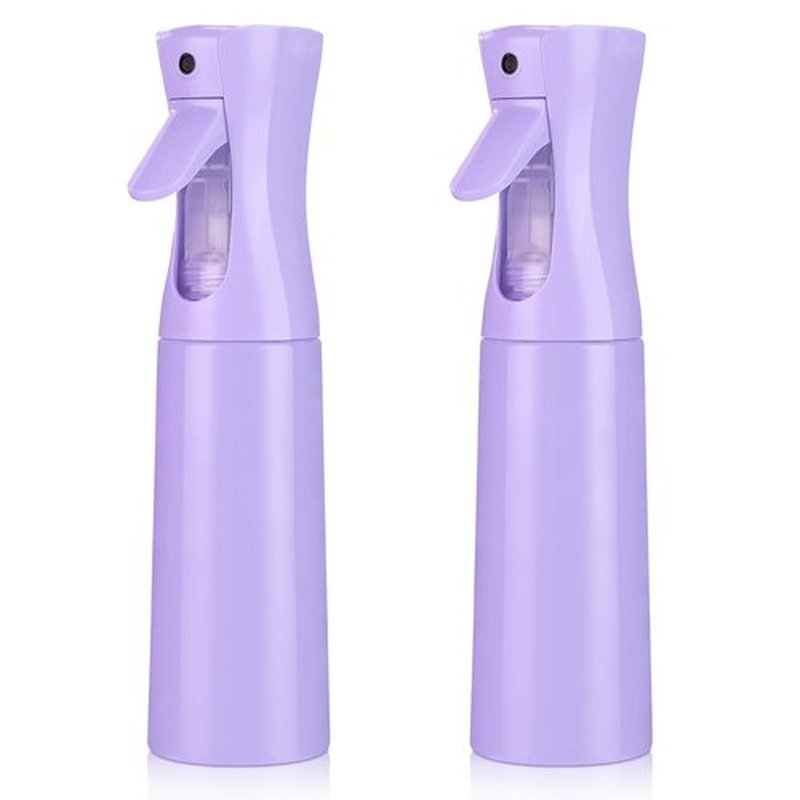 Continuous Spray Bottle for Hair (10.1oz/300ml) 2 Pack Mister Spray Bottles for Cleaning Empty Ultra Fine Water Mist Sprayer for Hairstyling Plant Garden Curly Hair Etc (Purple)