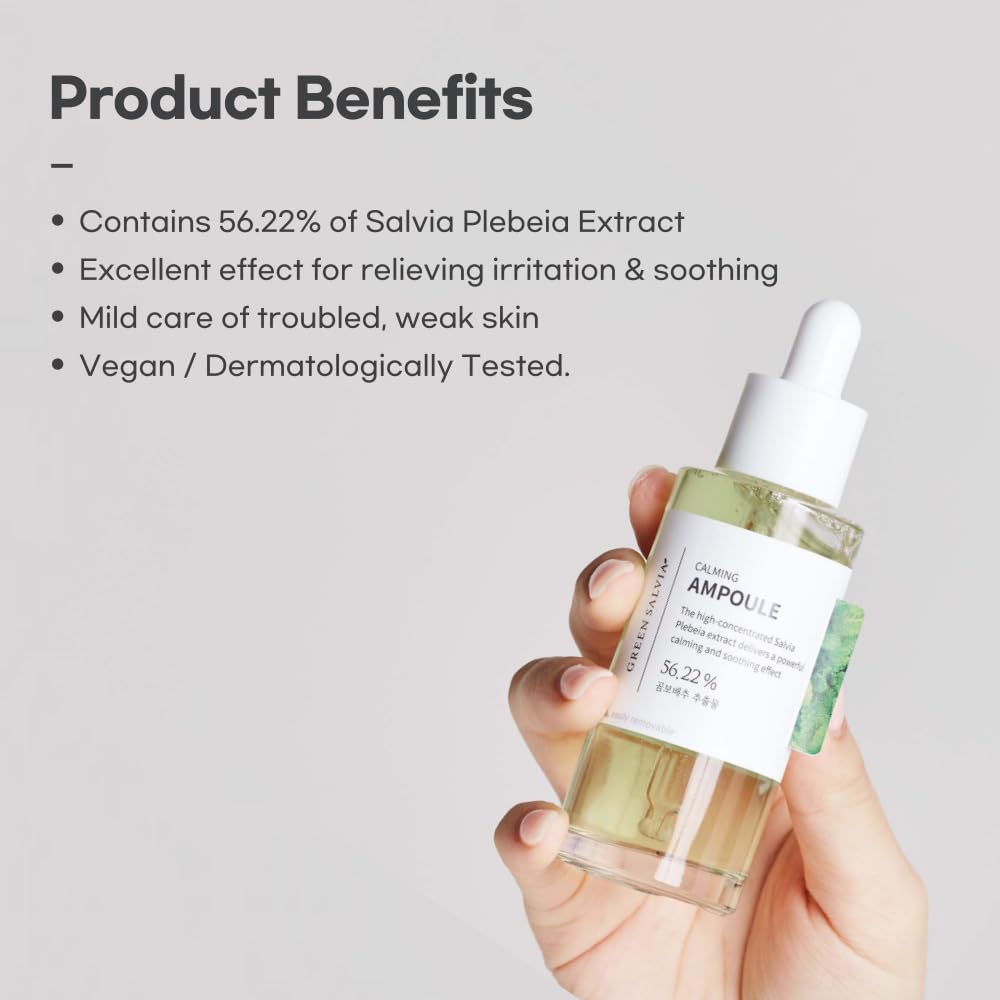 MEIDEME Green Salvia Calming Ampoule (50ml) - Soothing and Hydrating Face Moisturizer for Oil Balance, Korean Serum
