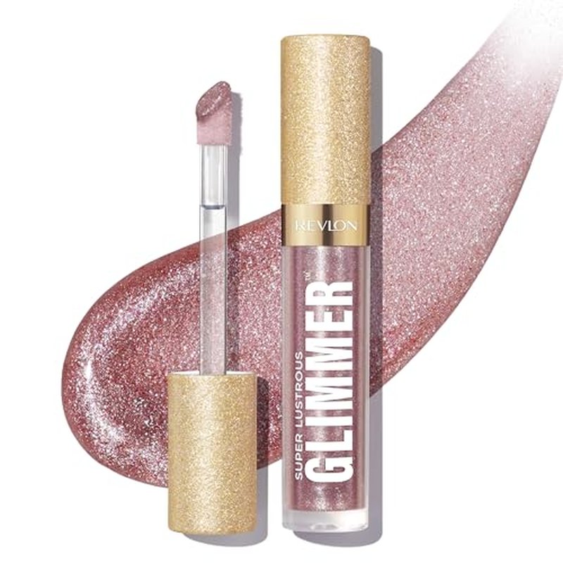 REVLON Super Lustrous Glimmer Gloss, Lip Makeup, Non-Sticky Finish Made with Plant-Based Glitter and Light-Refracting Pearls for High-Impact Shimmer, 003 Lavender Lust, 0.13 fl oz