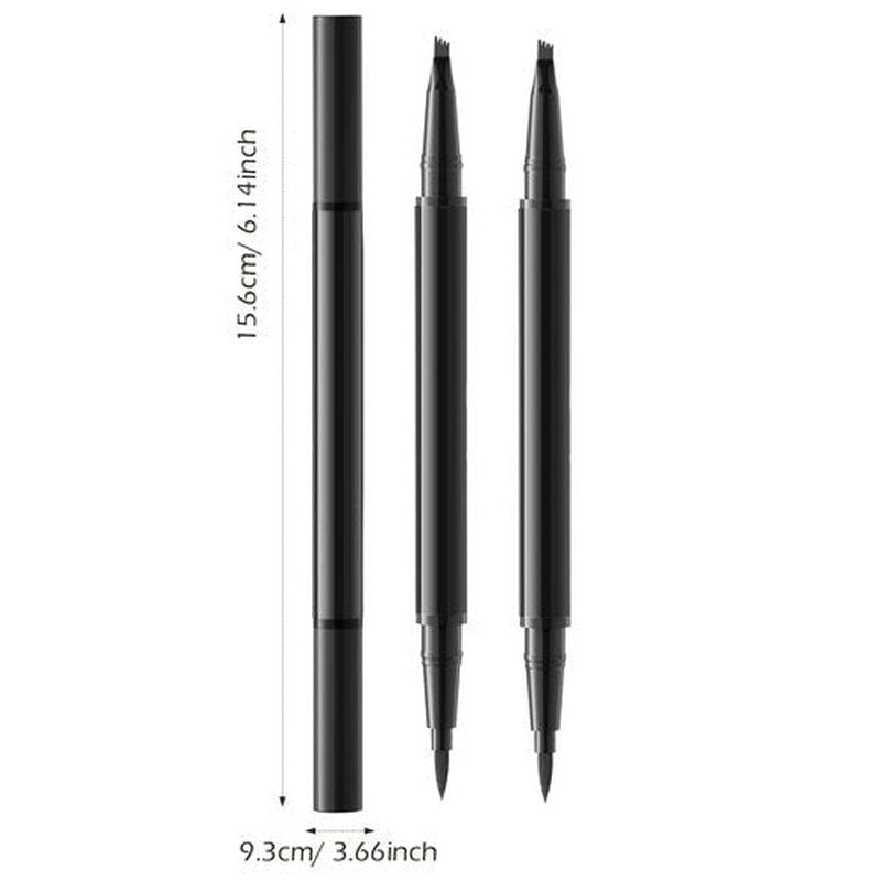 LYBHDAFA 2PCS Microblading Eyebrow Pencil, 2-In-1 Dual-Ended Waterproof Eyebrow Pen with 4-Fork-Tip & Ultra-Precise-Tip for Hair-Like Natural Eyebrow Makeup, Eye Brow Pencils for Women -Gray