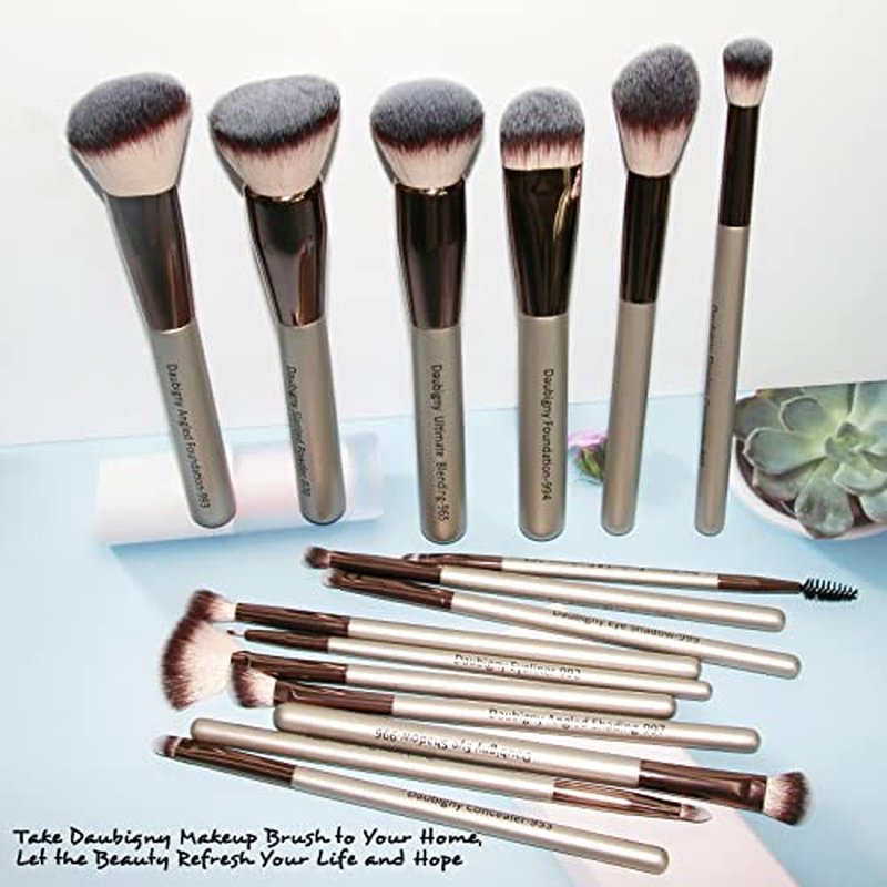 Makeup Brushes, Daubigny 16Pcs Premium Synthetic Makeup Brush Set with Professional Foundation Brushes Powder Concealers Eye shadows Blush Makeup Brush for Perfect Makeup (Black)