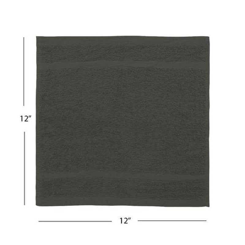 Avalon Towels Cotton Washcloths – (Pack of 24) Size 12x12 Inches, 100% Ring Spun Cotton, Soft & Absorbent Face Towels, Gym Towels, Hotel and Spa Quality, Reusable Fingertip Towels (Grey)