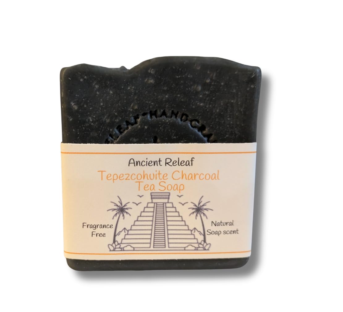 Ancient Releaf Tepezcohuite Charcoal Tea Soap, with tallow, Nourishing, Soothing, Cleansing, 5oz. bar