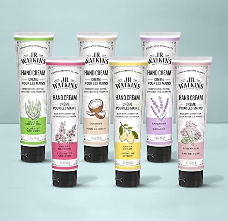 J.R. Watkins Natural Moisturizing Hand Cream, Hydrating Hand Moisturizer with Shea Butter, Cocoa Butter, and Avocado Oil, USA Made and Cruelty Free, 3.3oz, Aloe & Green Tea, Single