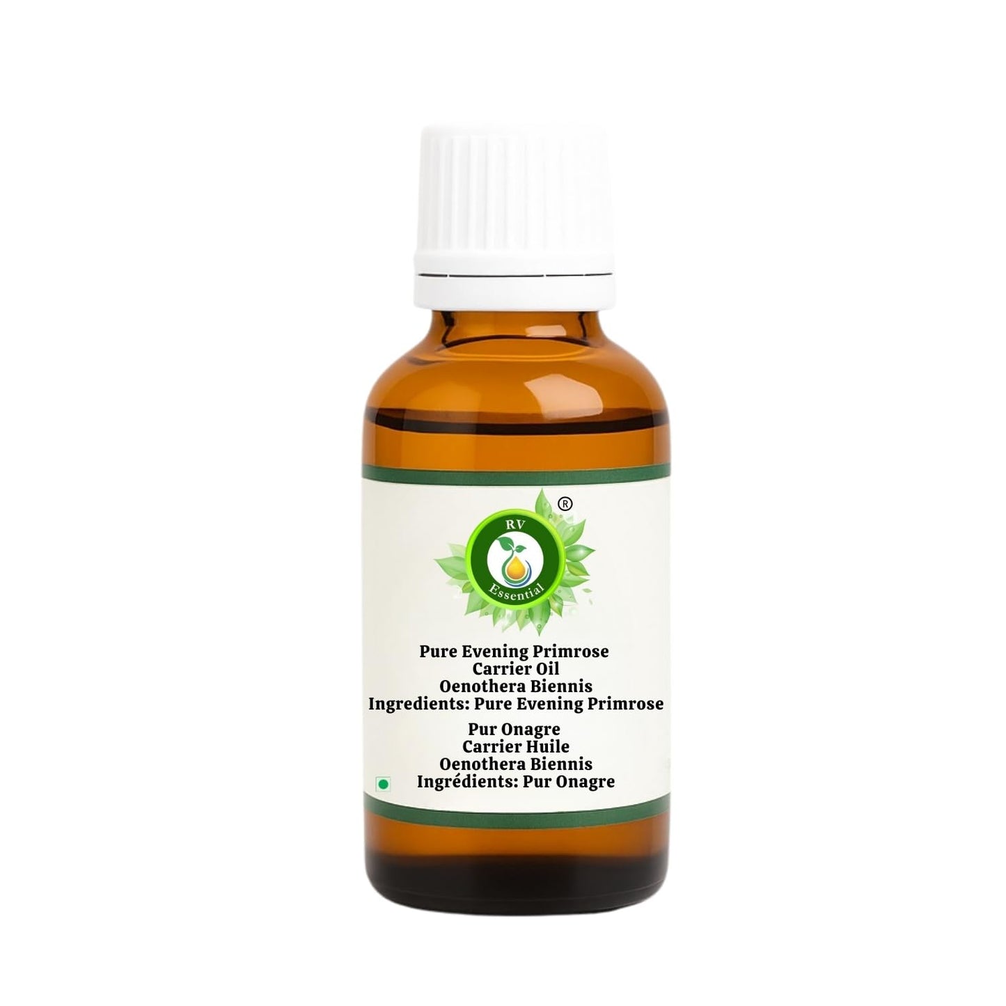 R V Essential Pure Evening Primrose Oil | Oenothera Biennis | 100% Natural Cold Pressed | for Face, Skin Care, Hair Care, Scalp Massage, Body Massage | 5ml | 0.169oz
