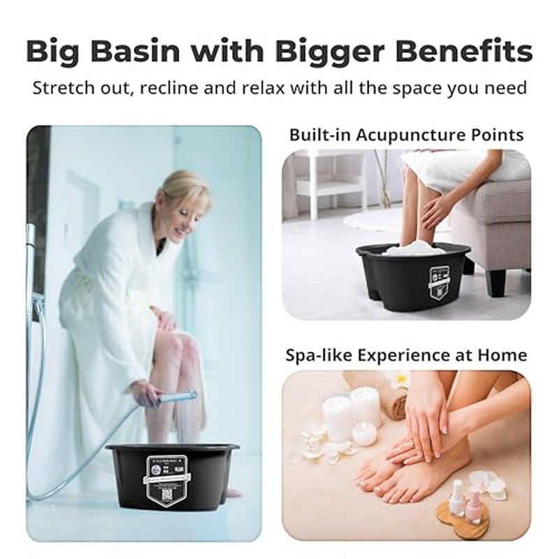 AWA Foot Soaking Tub for Soaking Feet, Extra Large Pool Foot Bath Soak Tub,Sturdy Feet Soaking Tub and Pedicure Bowl, Foot Spa Kit for Women and Men (Black Foot Tub)