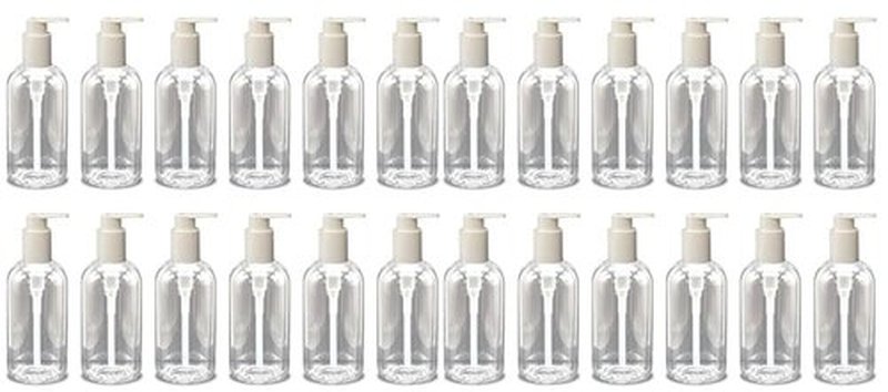 Nature's Will Empty Bottles with Pump Dispenser 16oz Refillable Clear Plastic for Shampoo, Lotions, Liquid Soap, Oil and Creams (24)