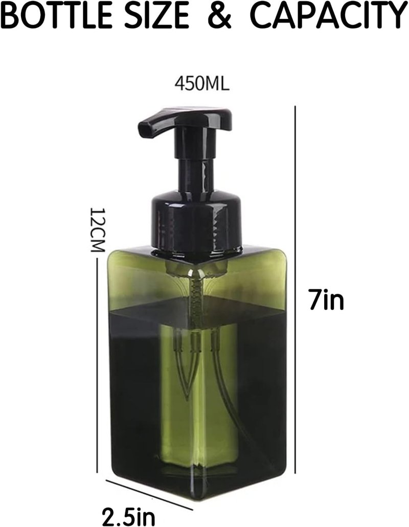 Foaming Soap Dispenser Set - Refillable 17 oz Pump Bottles for Bathroom & Kitchen | Green
