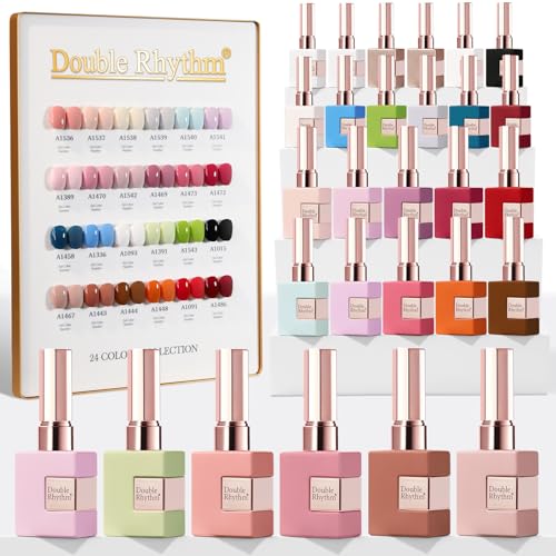 Double Rhythm 28Pcs 0.5Oz Gel Nail Polish Set Same Color Same Bottle Soak Off Gel Polish Kit Nail Art Manicure Salon DIY at Home for Women (T24-2)