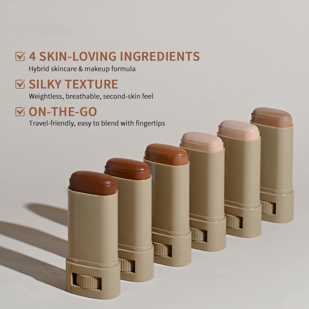 Skween Skin Tint for Black Women, Skween Beauty Balm Serum Boosted Hydration Skin Tint, Solid Tinted Serum Foundation Face Stick, Longwear Contour Stick, Natural Finish (1#)