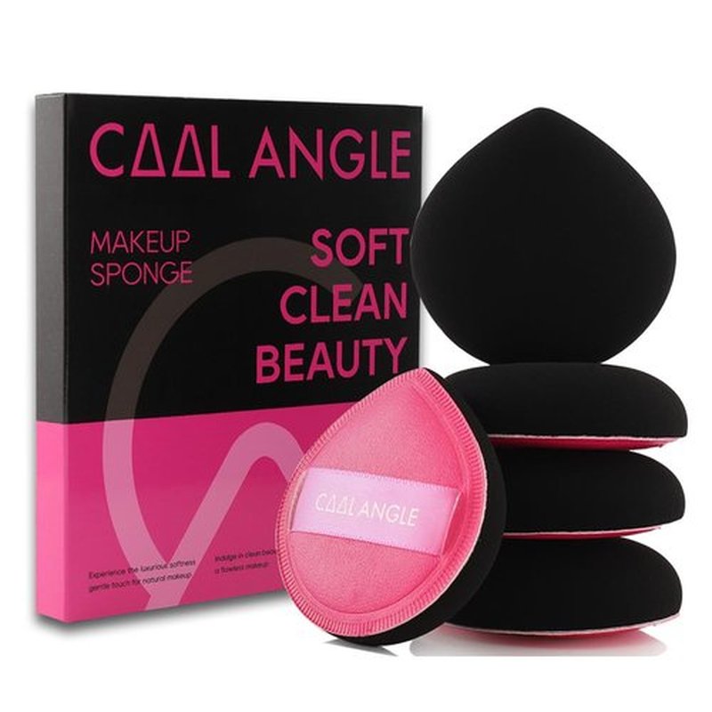 COOL-ANGLE 5Pcs Makeup Sponge Latex-Free Soft Blender Sponge Perfect for Liquid Foundation Concealer Cream Powder, Beauty Sponge Gift Set for Long-lasting and Natural Makeup, Pink, Medium