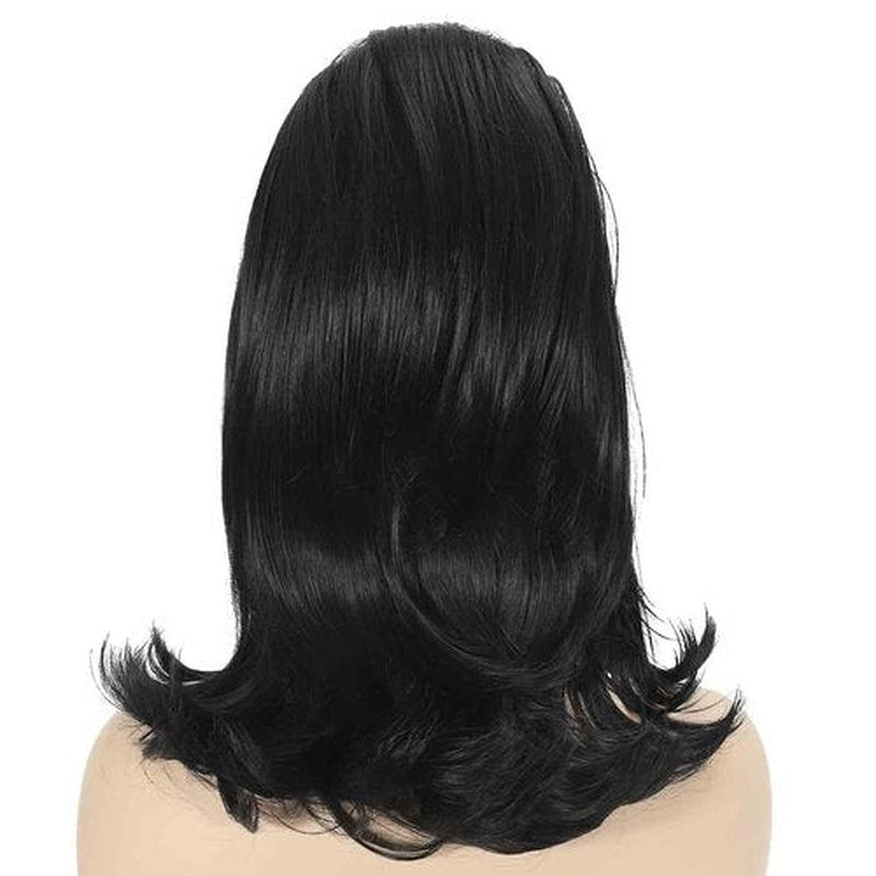 Sabosi Womens Flip Wig 70s Pinup Pelucas 60s Retro Black Beehive Wig Vintage Wig with Bangs for Women Synthetic Hair for Halloween Costume Party