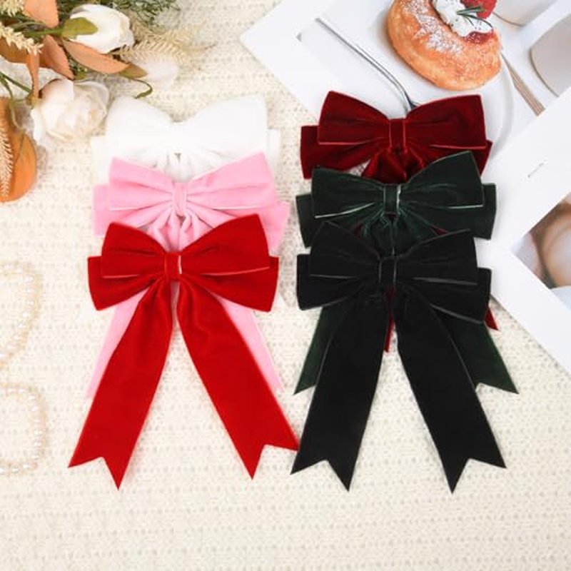 6PCS Velvet Bows Hair Clip Ribbon Accessories Ponytail Holder Hair Bow for Women Girls Toddlers Teens Kids