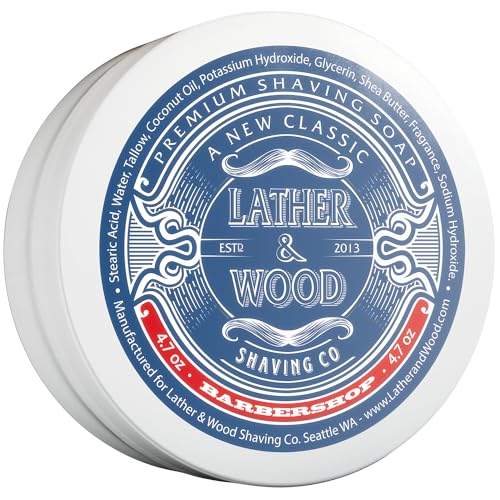 Lather & Wood Shaving Soap - Bay Rum - Simply the Best Luxury Shaving Cream - Tallow - Dense Lather with Fantastic Scent for the Worlds Best Wet Shaving Routine. 4.6 oz (Bay Rum)